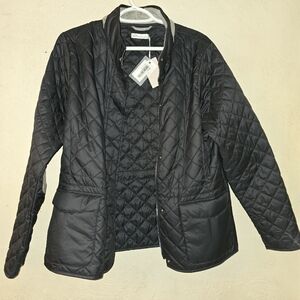 New Peter Millar Women’s Black Diamond Quilted Packable Jacket, Size Large